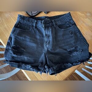 KanCan charcoal black washed shorts